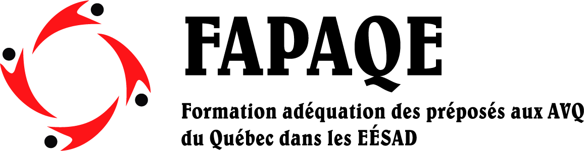 Logo de FAPAQE - Formation adéquation des préposés aux AVQ du Québec dans les EÉSAD